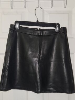 Black Faux Leather Mini Skirt - Classic A-Line